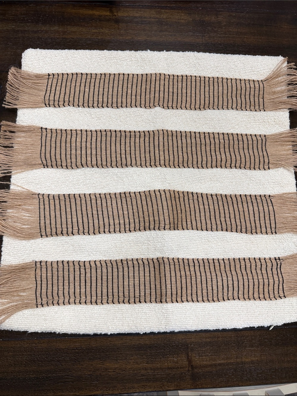 Striped Fringe Decor in White & Brown pillow case
